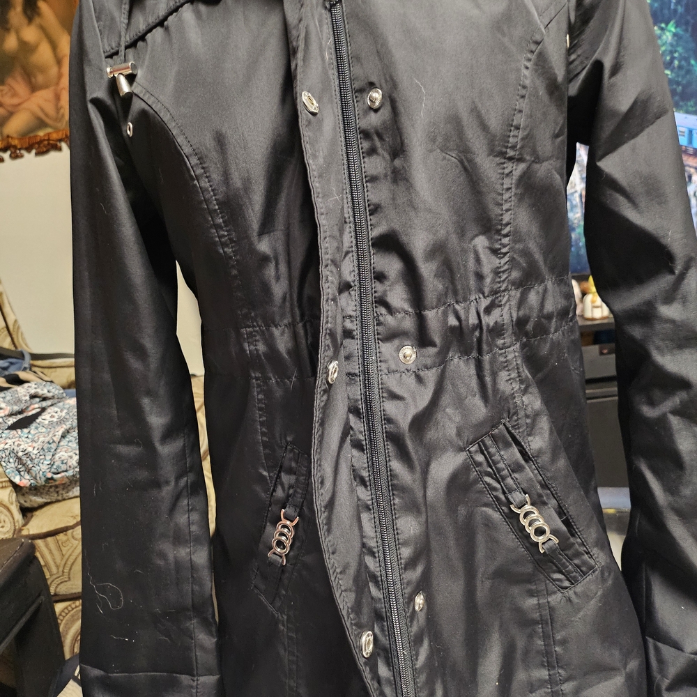 White Stag Black Coat with Zipper and Snap Closures